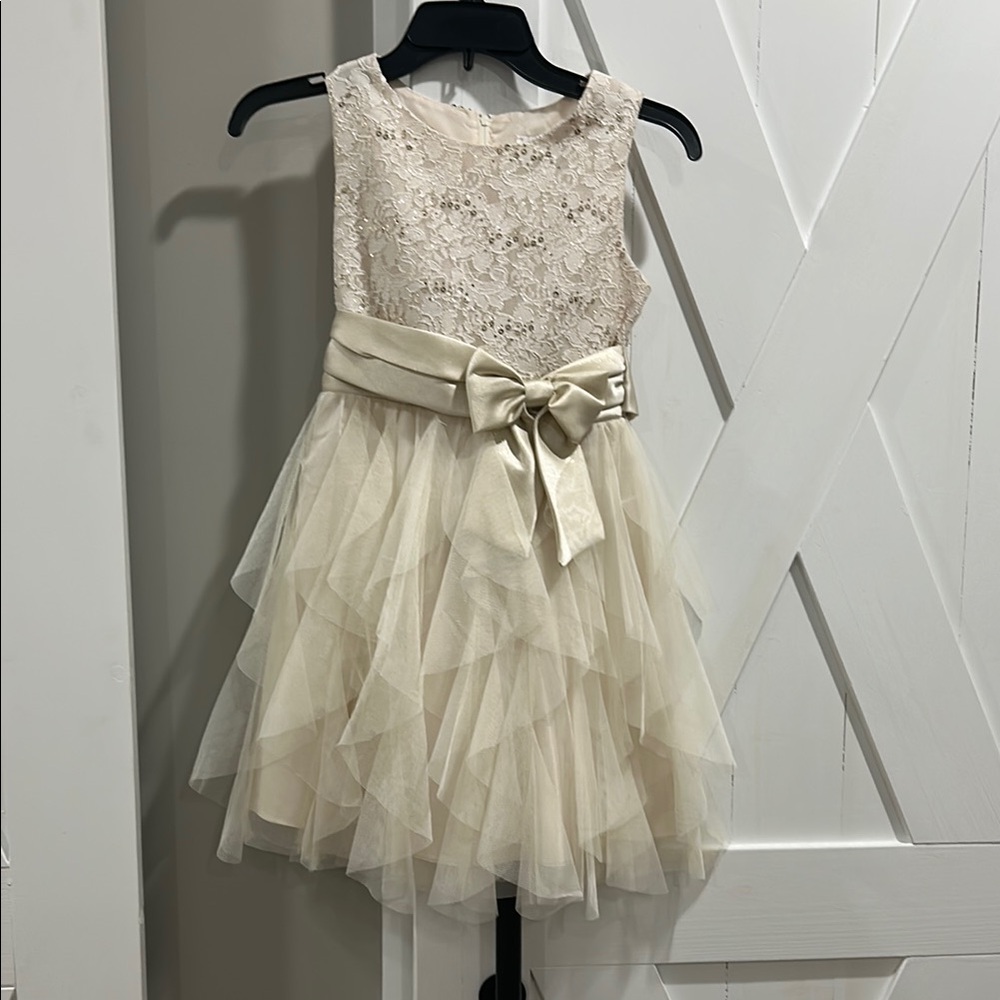 Elegant Cream Lace Kids Dress